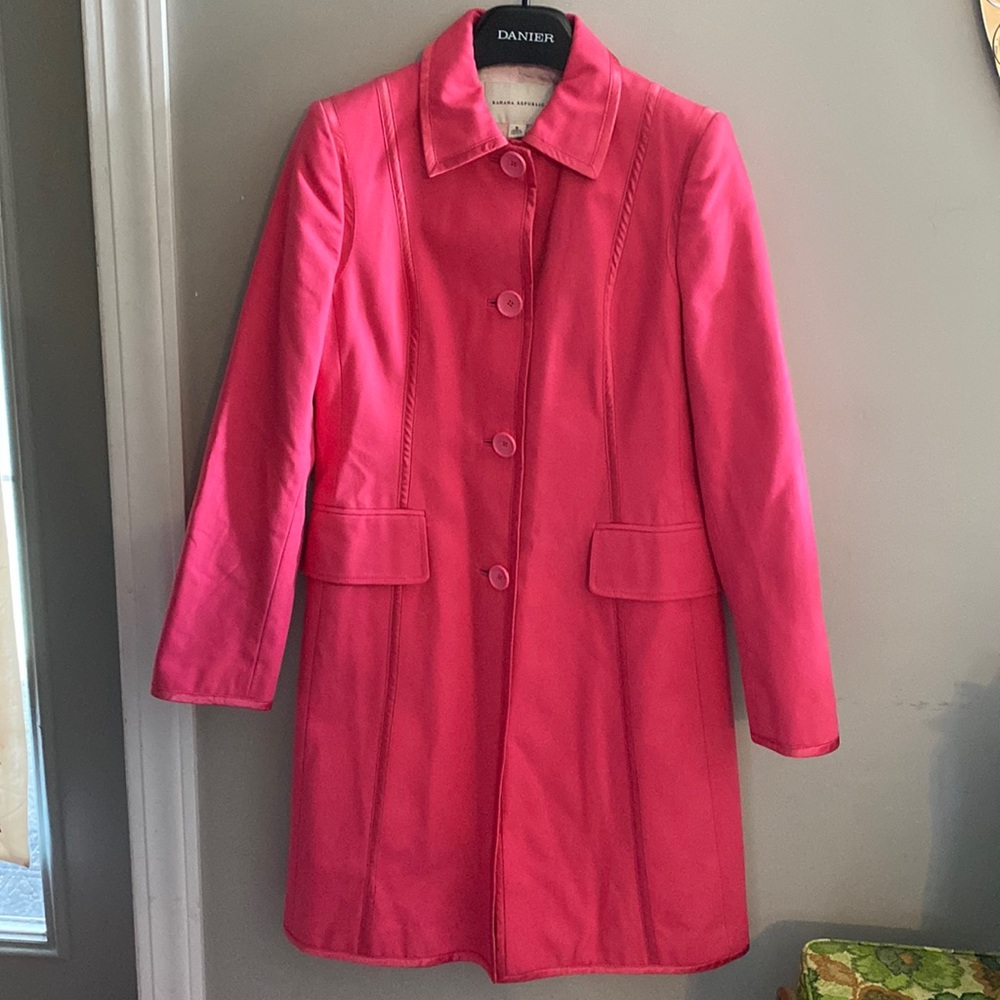Banana Republic Hot Pink Trench Coat size Medium